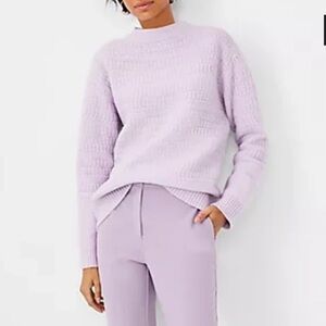 NWT Ann Taylor Mixed Stitch Wool Blend Sweater In Lavender Frost